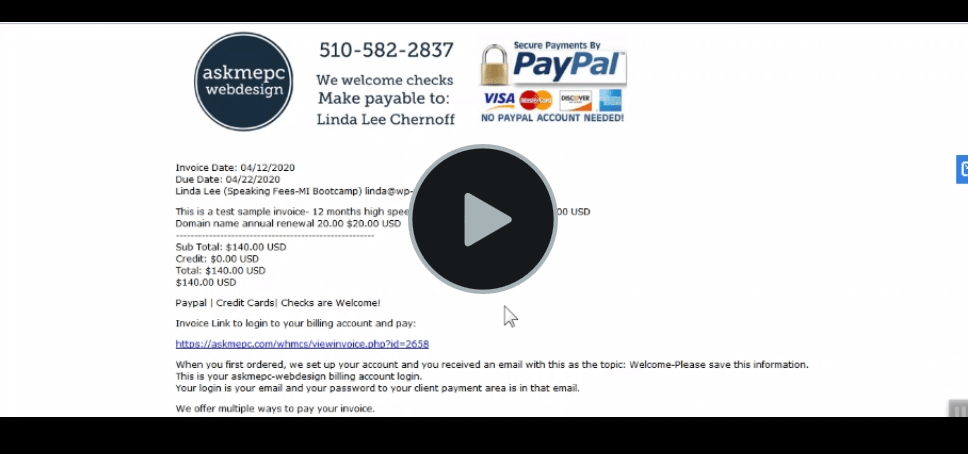 How to pay your invoice with paypal or a credit card askmepc Linda Lee